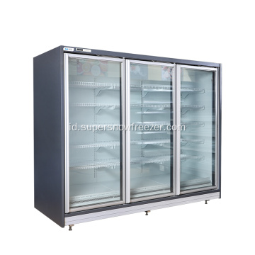 Pintu kaca ganda display supermarket freezer vertikal